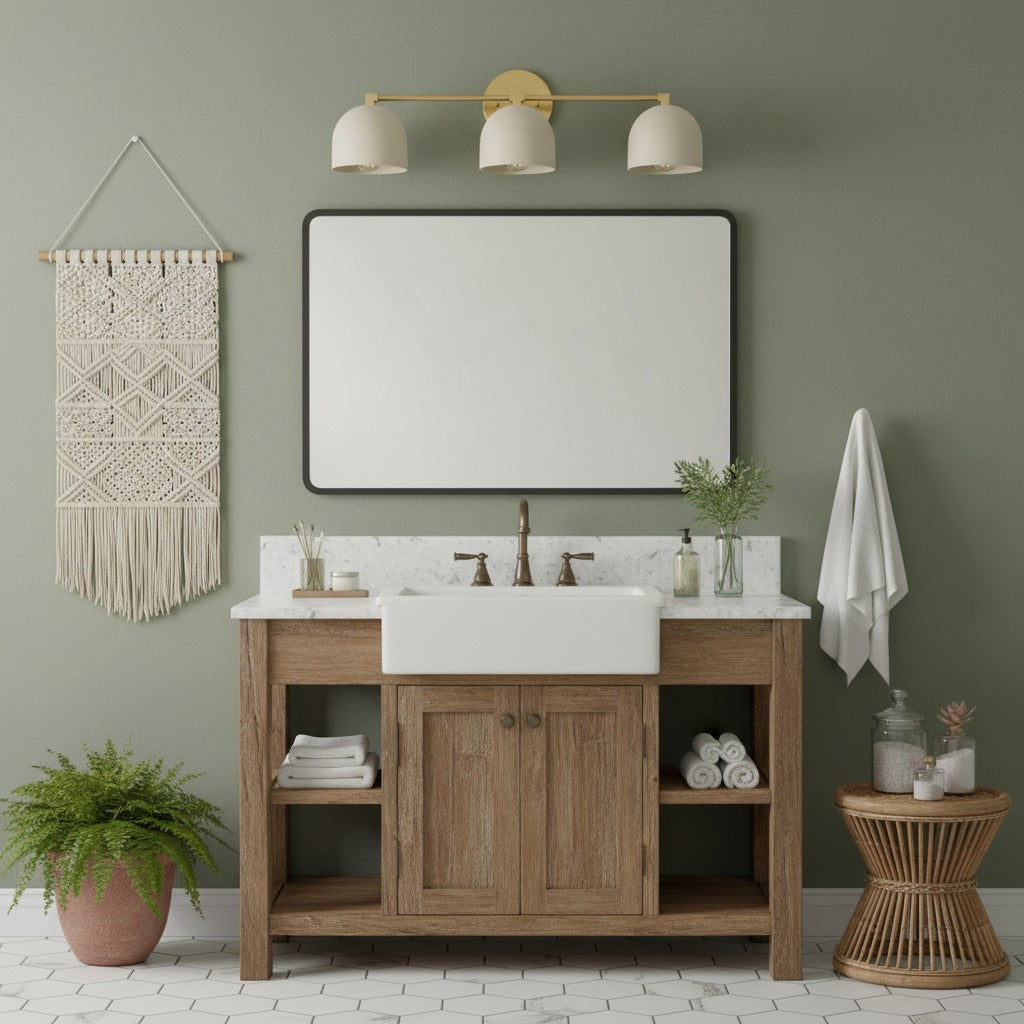 
Mid-Century Dome Brass Vanity Wall Sconce