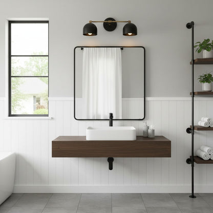 Mid-Century Dome Brass Vanity Wall Sconce