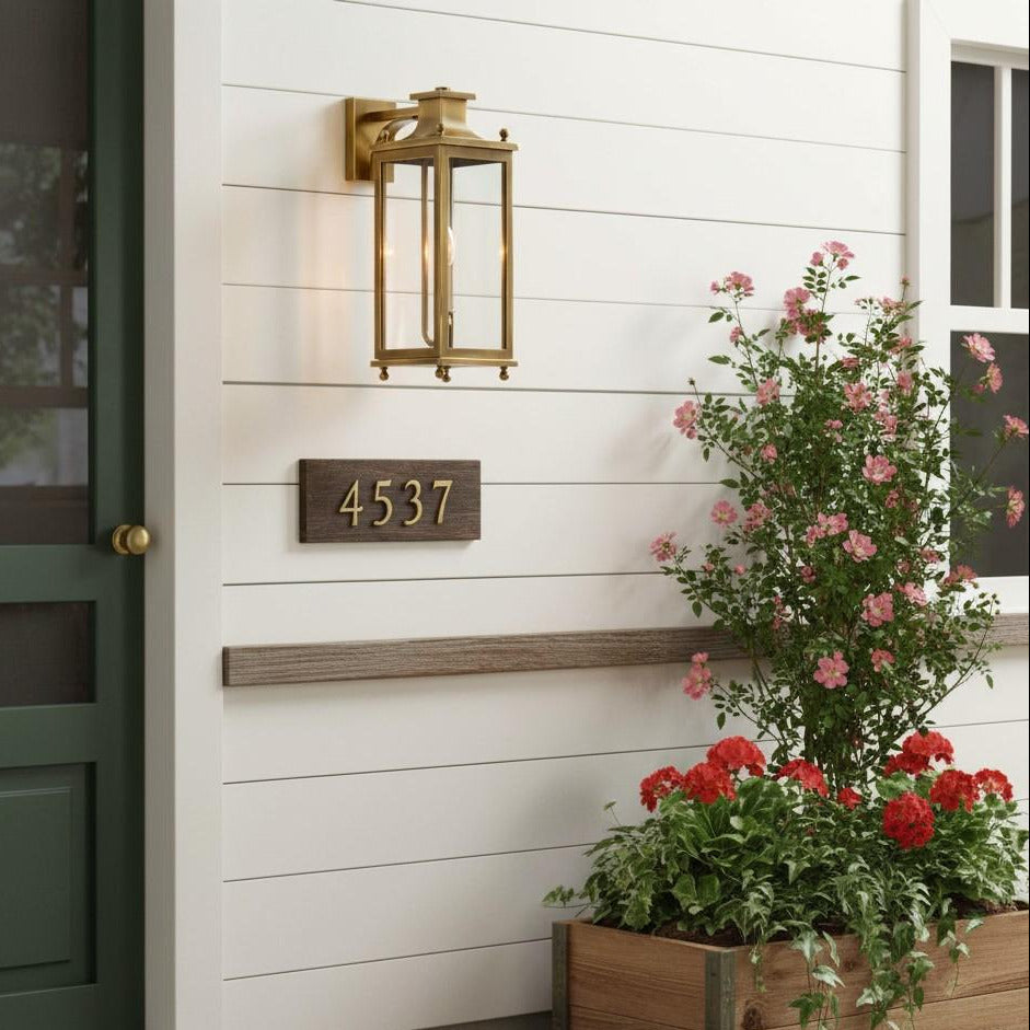 
Brass and Glass Outdoor Wall Lantern