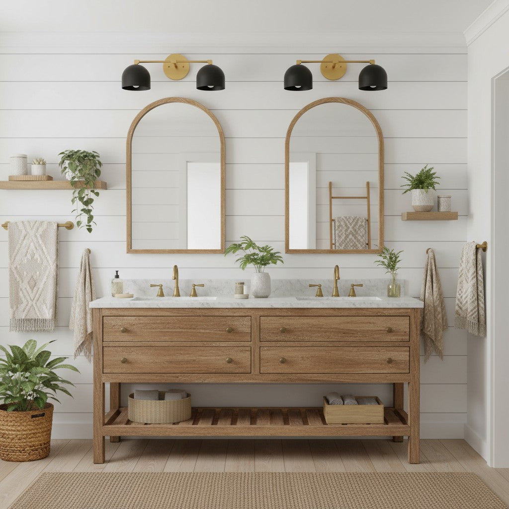 
Mid-Century Dome Brass Vanity Wall Sconce