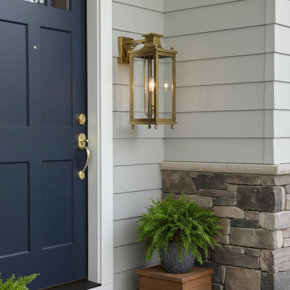 Brass and Glass Outdoor Wall Lantern