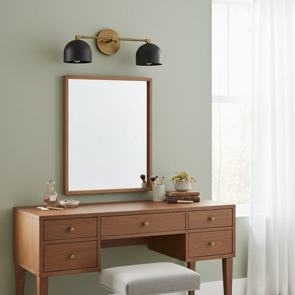 Mid-Century Dome Brass Vanity Wall Sconce