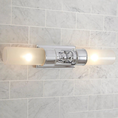 Double Glass Tube Wall Sconce for Bathroom Vanity