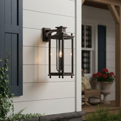 Brass and Glass Outdoor Wall Lantern