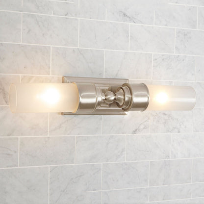 Double Glass Tube Wall Sconce for Bathroom Vanity