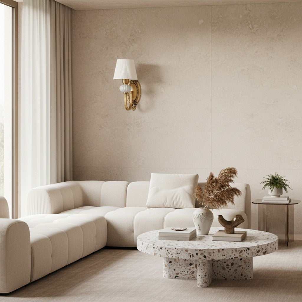
Lodge Ceramic and Fabric Shade Wall Lamp