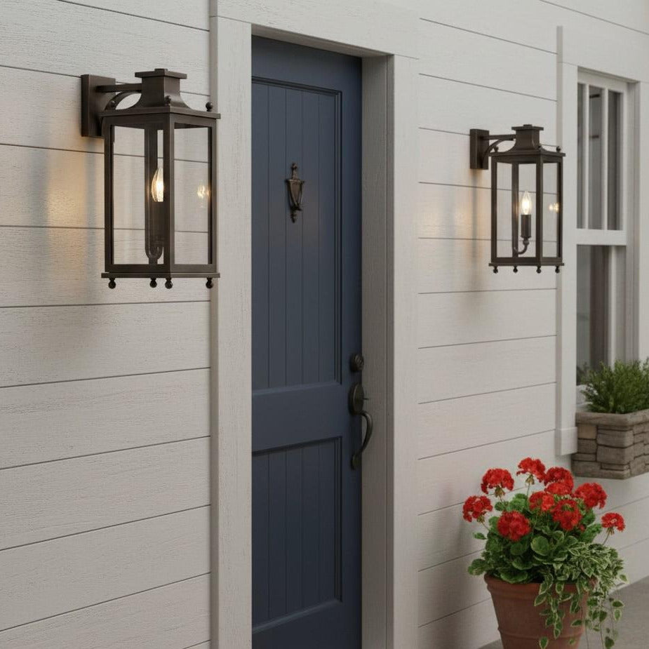 
Brass and Glass Outdoor Wall Lantern