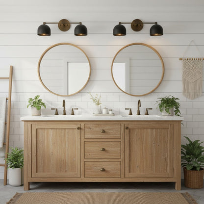 Mid-Century Dome Brass Vanity Wall Sconce