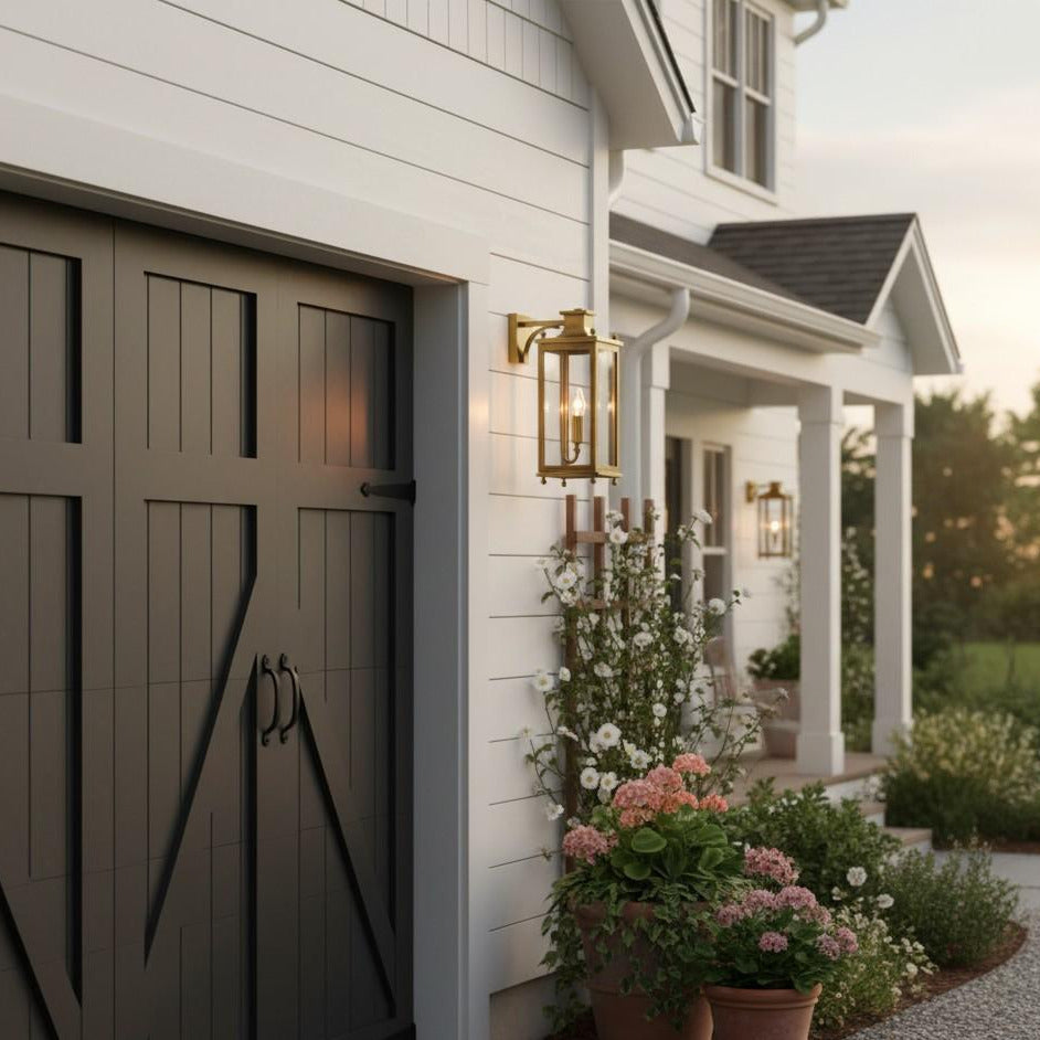 
Brass and Glass Outdoor Wall Lantern