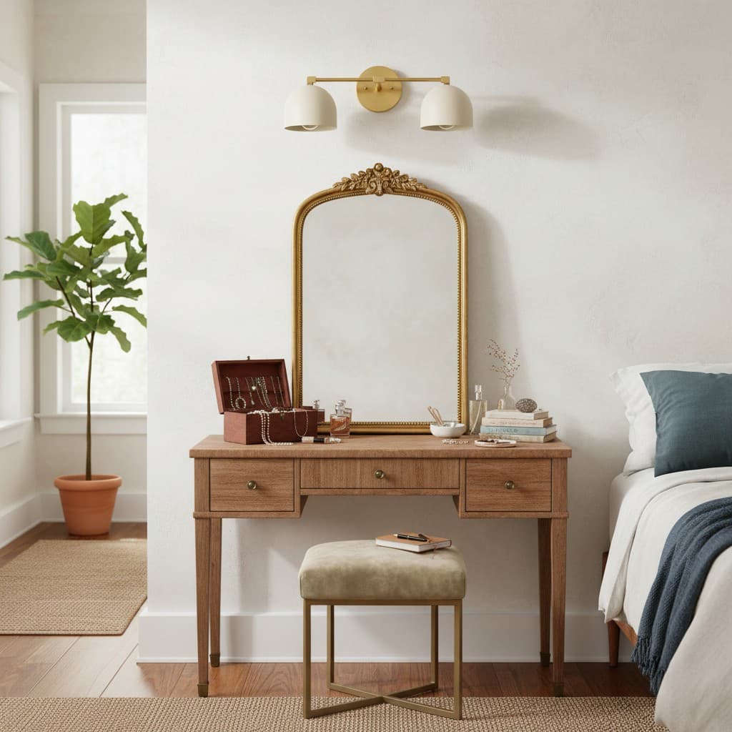 
Mid-Century Dome Brass Vanity Wall Sconce