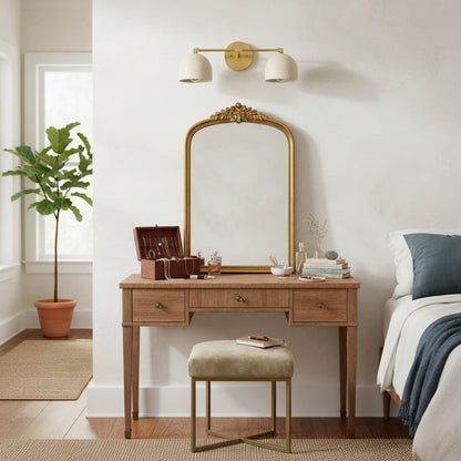 Mid-Century Dome Brass Vanity Wall Sconce