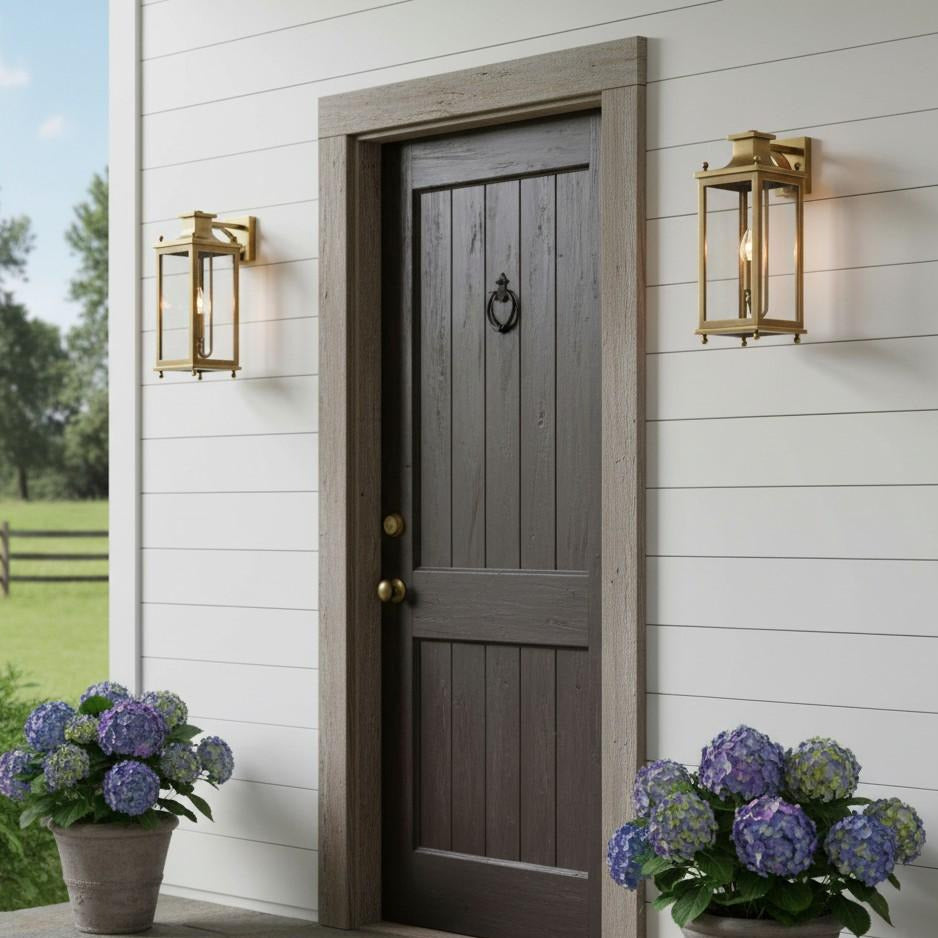 
Brass and Glass Outdoor Wall Lantern