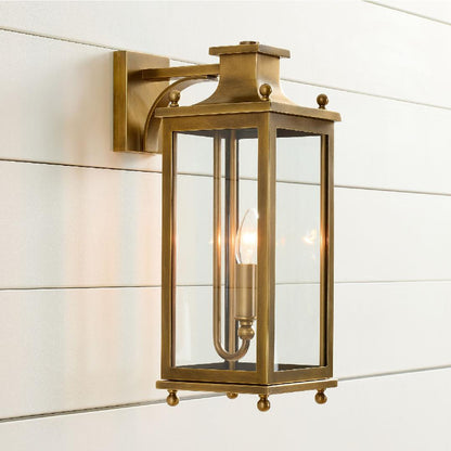 Brass and Glass Outdoor Wall Lantern
