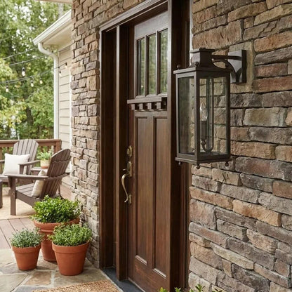 Brass and Glass Outdoor Wall Lantern