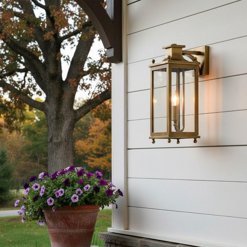 
Brass and Glass Outdoor Wall Lantern
