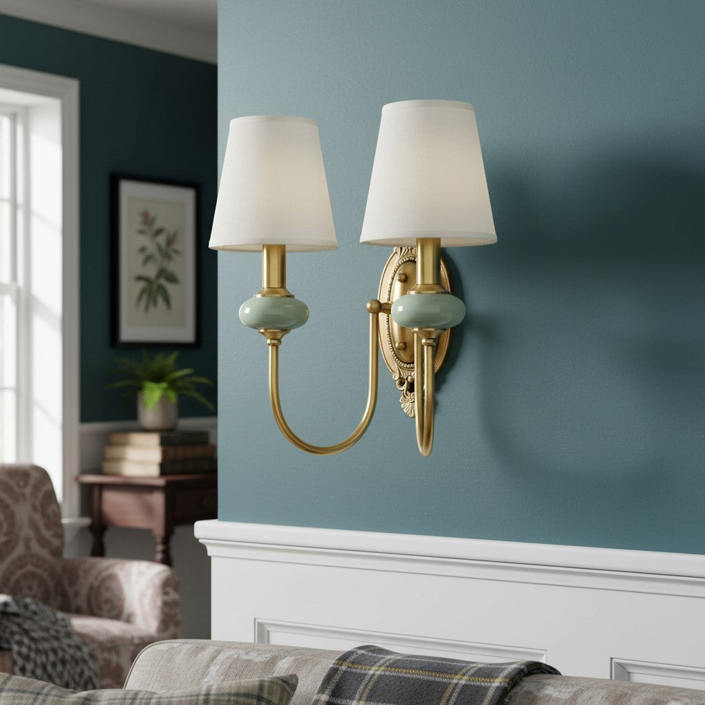 
Lodge Ceramic and Fabric Shade Wall Lamp