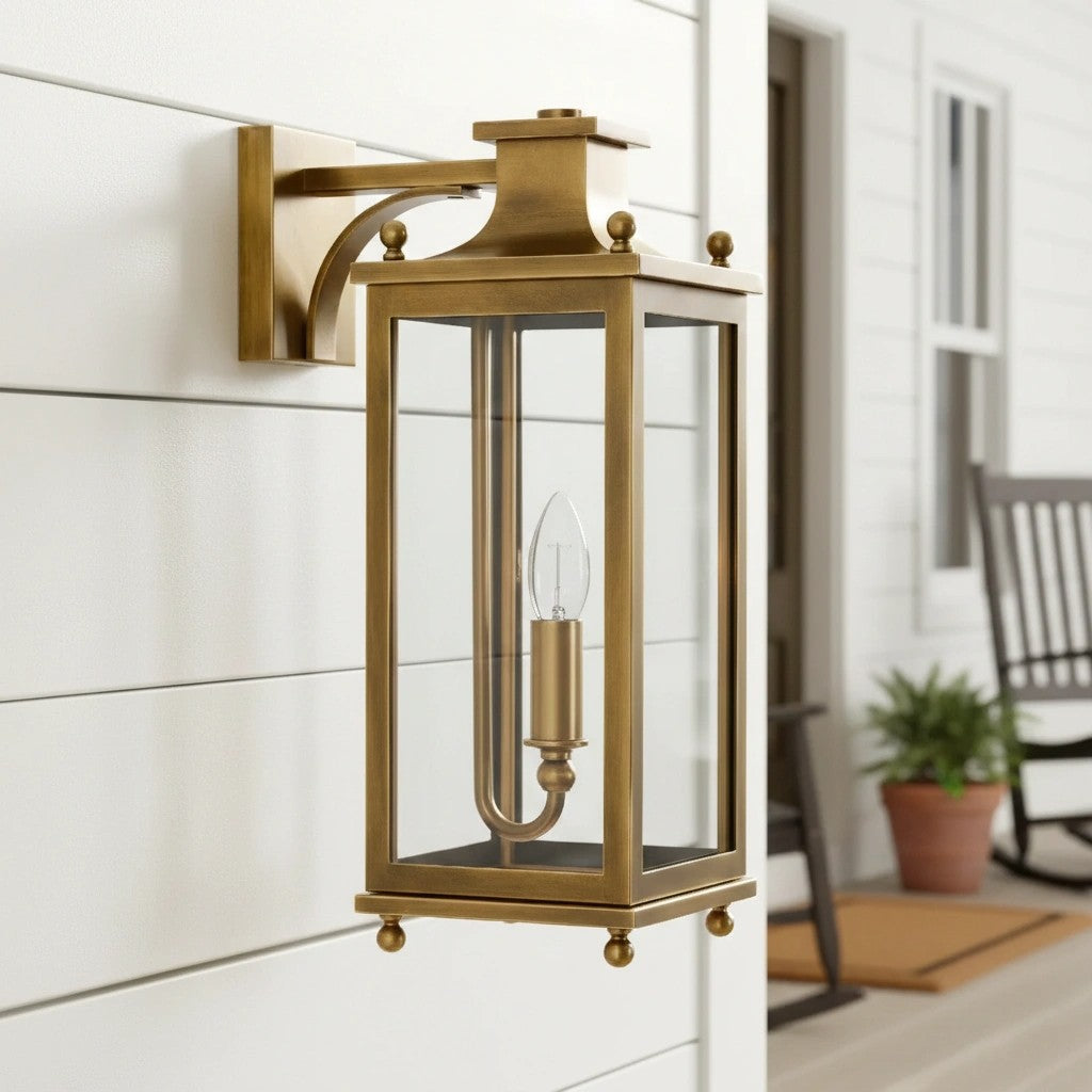 
Brass and Glass Outdoor Wall Lantern