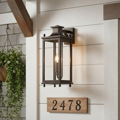 Brass and Glass Outdoor Wall Lantern