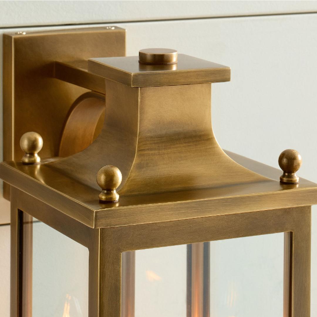 
Brass and Glass Outdoor Wall Lantern