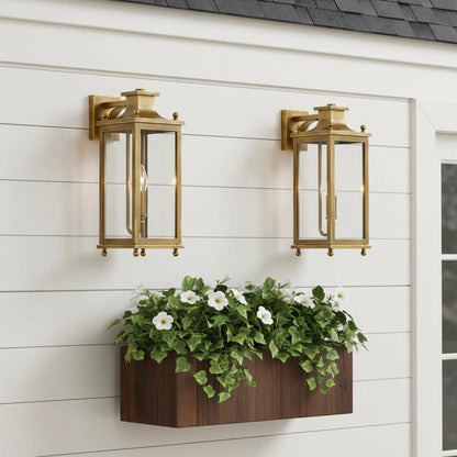 Brass and Glass Outdoor Wall Lantern