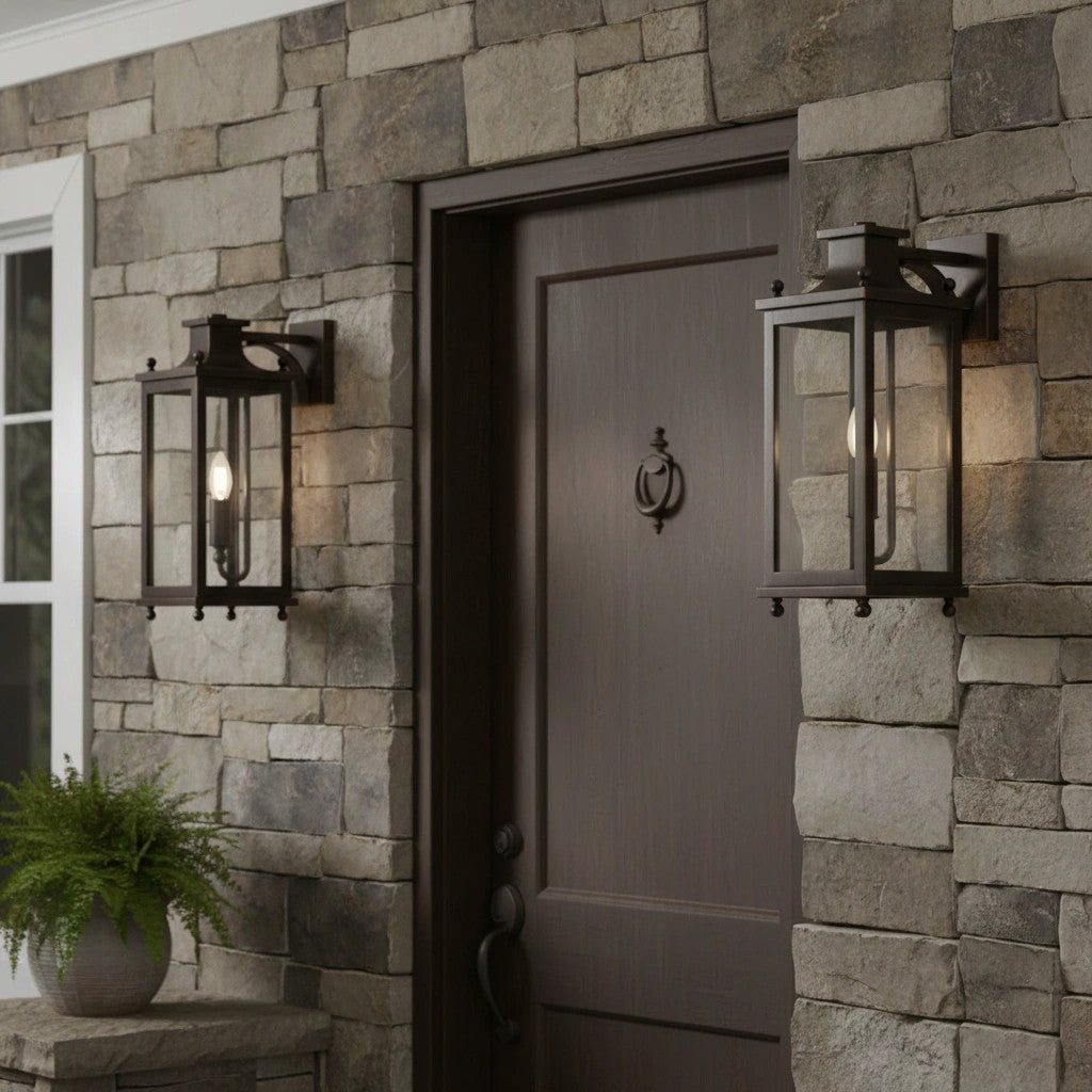 
Brass and Glass Outdoor Wall Lantern