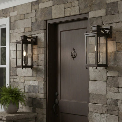 Brass and Glass Outdoor Wall Lantern