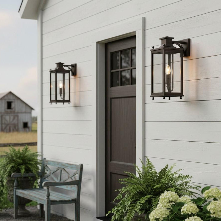 
Brass and Glass Outdoor Wall Lantern