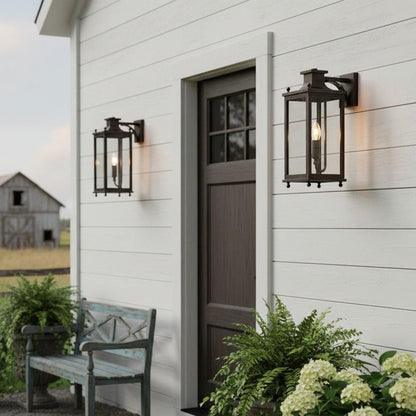Brass and Glass Outdoor Wall Lantern