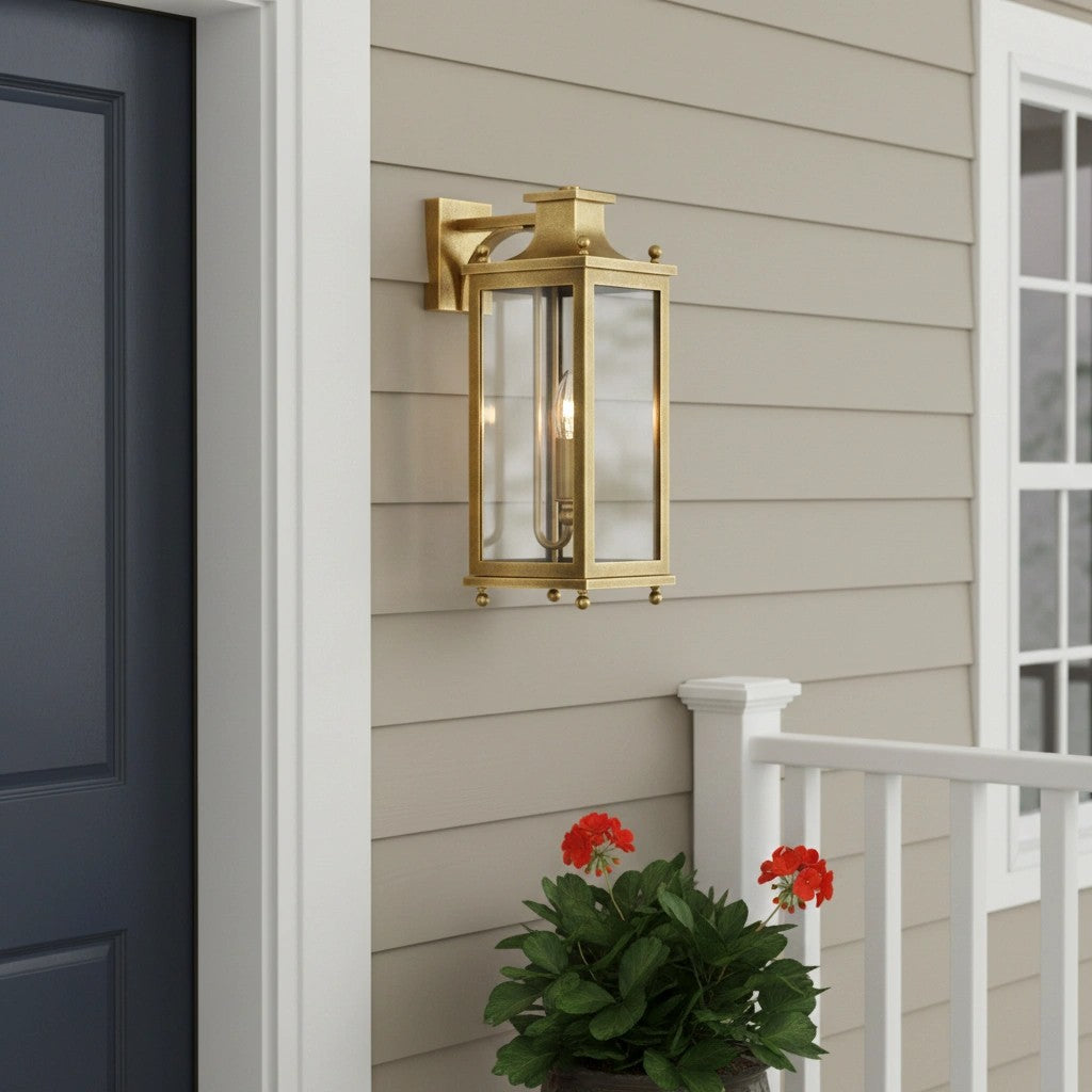 
Brass and Glass Outdoor Wall Lantern