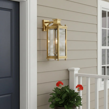 Brass and Glass Outdoor Wall Lantern