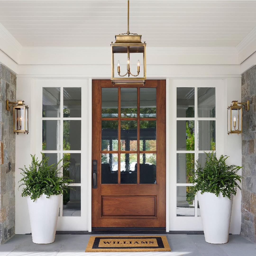 
Brass and Glass Outdoor Wall Lantern
