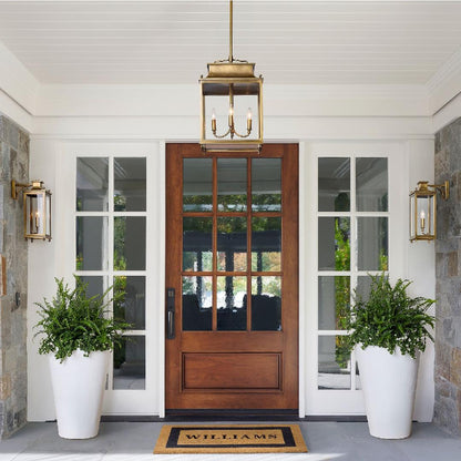 Brass and Glass Outdoor Wall Lantern