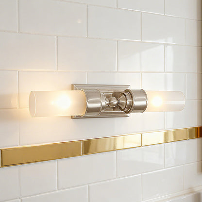 Double Glass Tube Wall Sconce for Bathroom Vanity